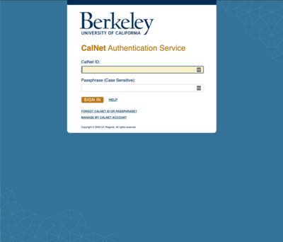 CAS CalNet Authentication Service Screenshot
